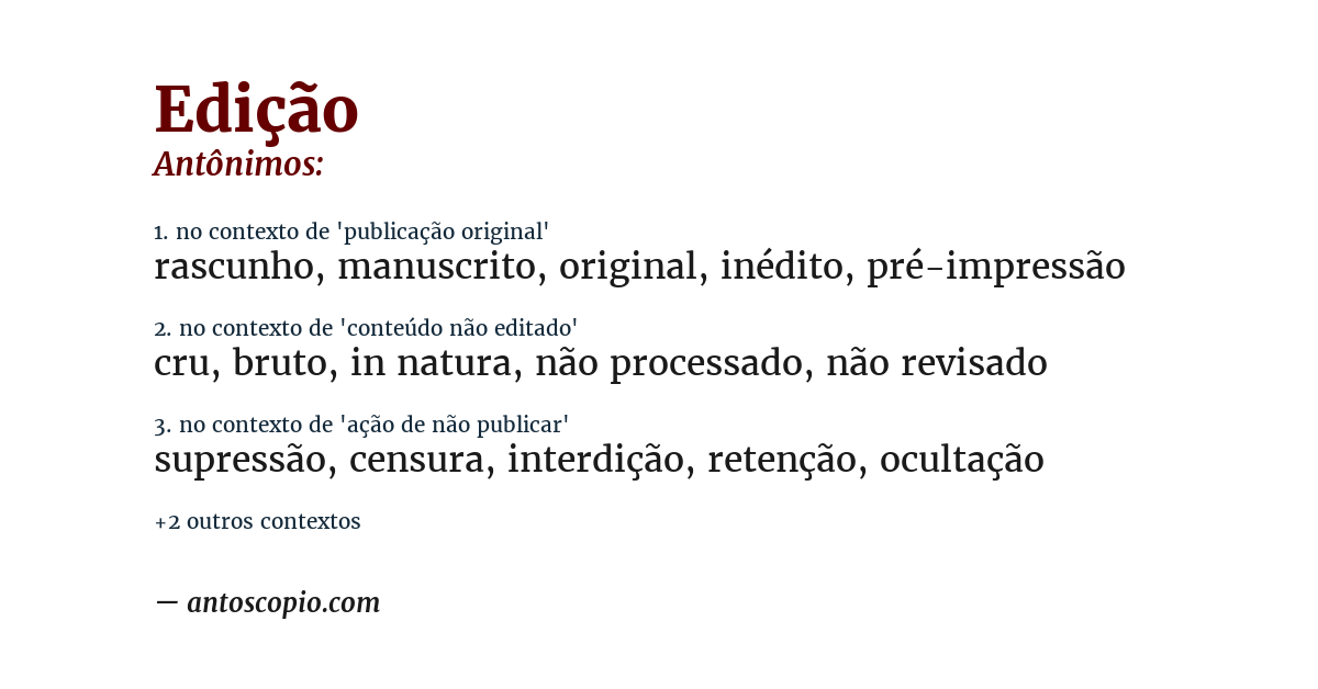 Antônimo de edição