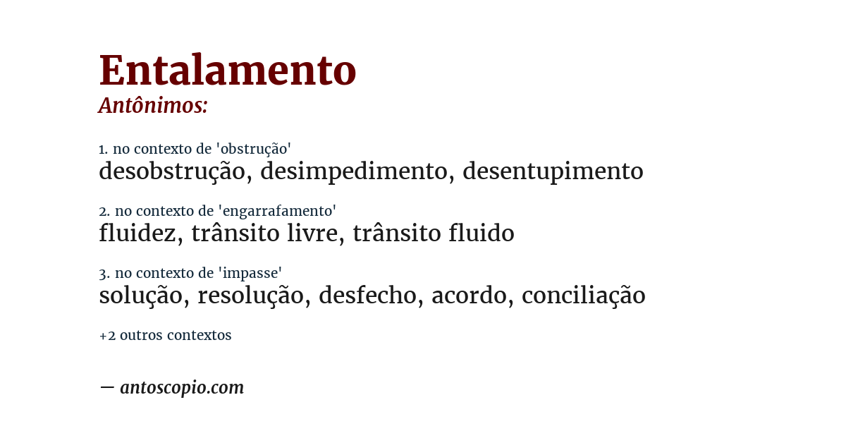Antônimo de entalamento