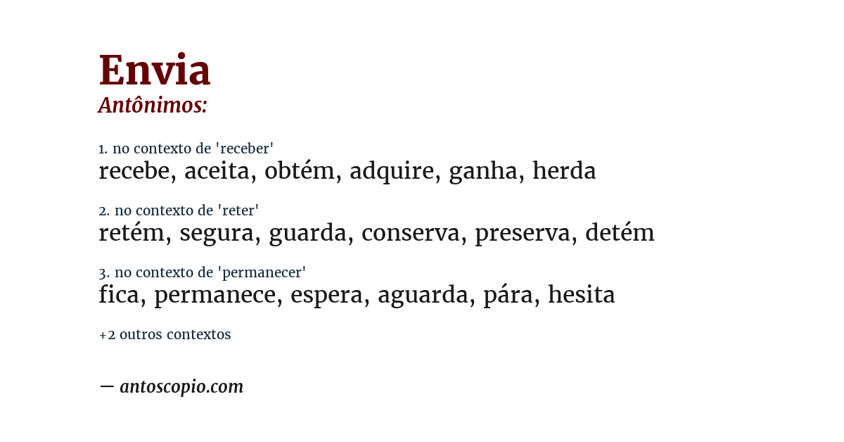 Antônimo de envia