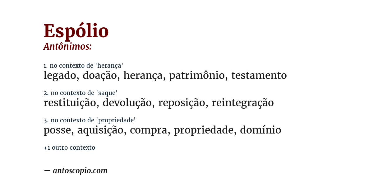 Antônimo de espólio