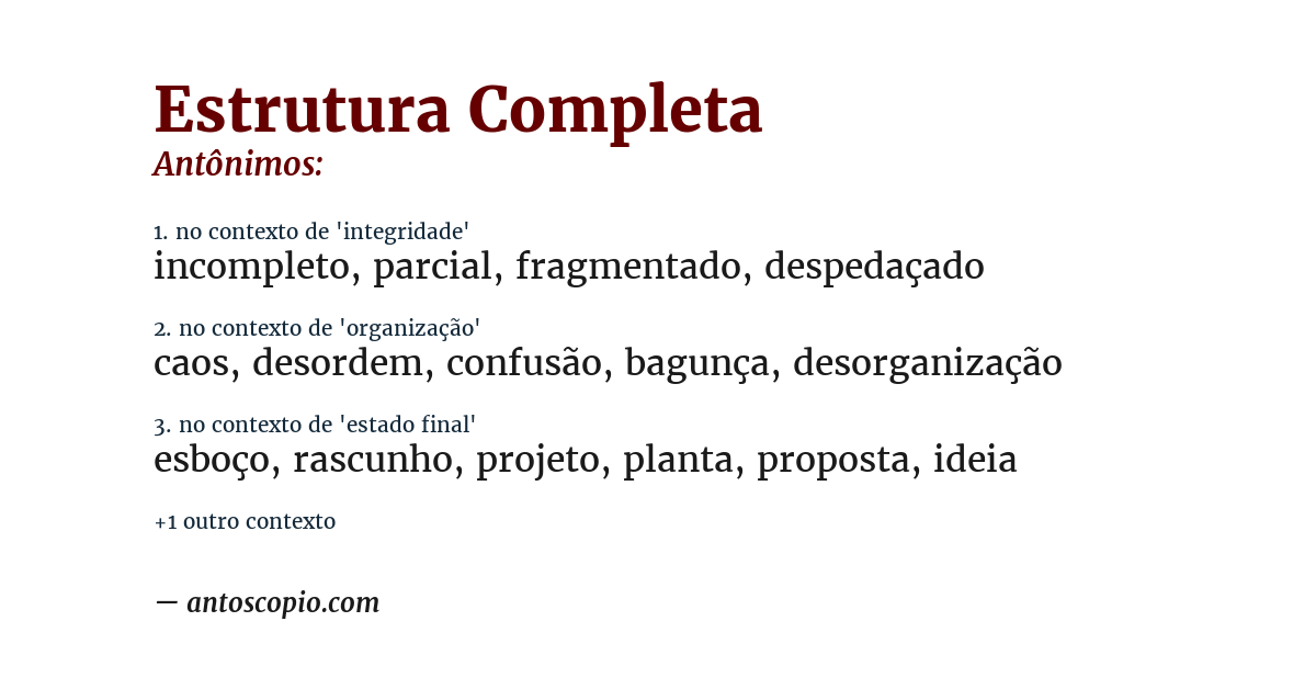 Antônimo de estrutura completa