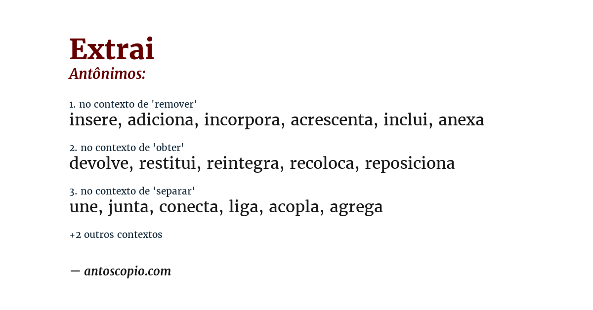 Antônimo de extrai