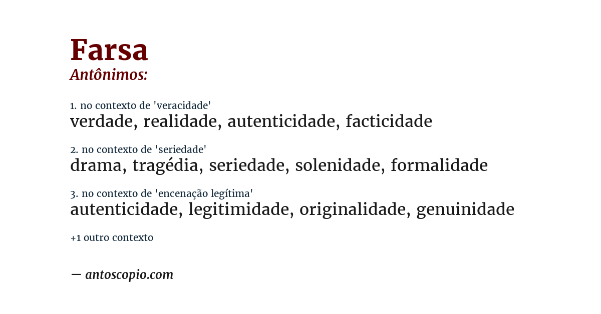 Antônimo de farsa