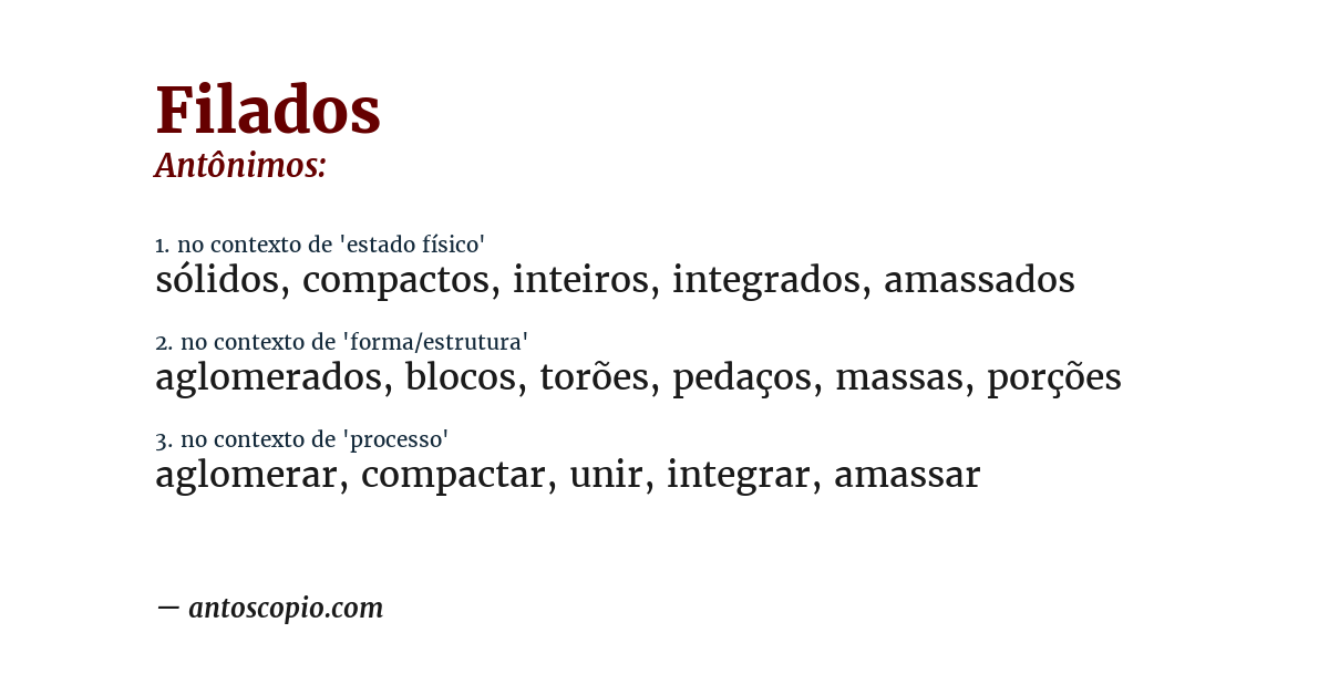Antônimo de filados