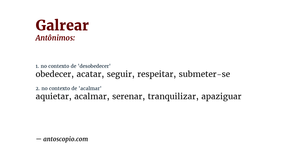 Antônimo de galrear