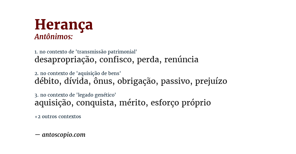 Antônimo de herança