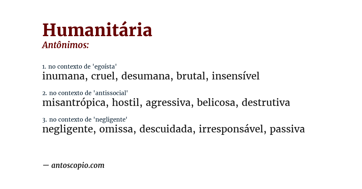 Antônimo de humanitária