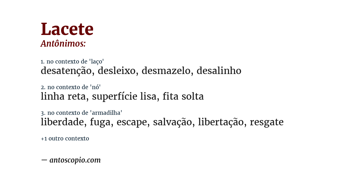 Antônimo de lacete