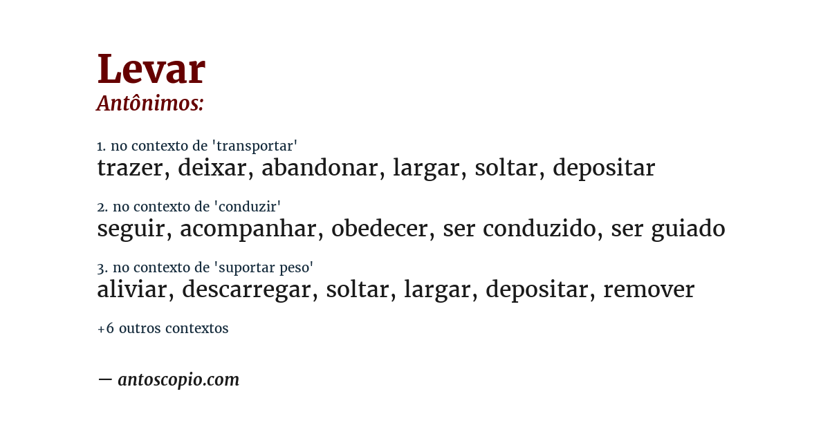 Antônimo de levar