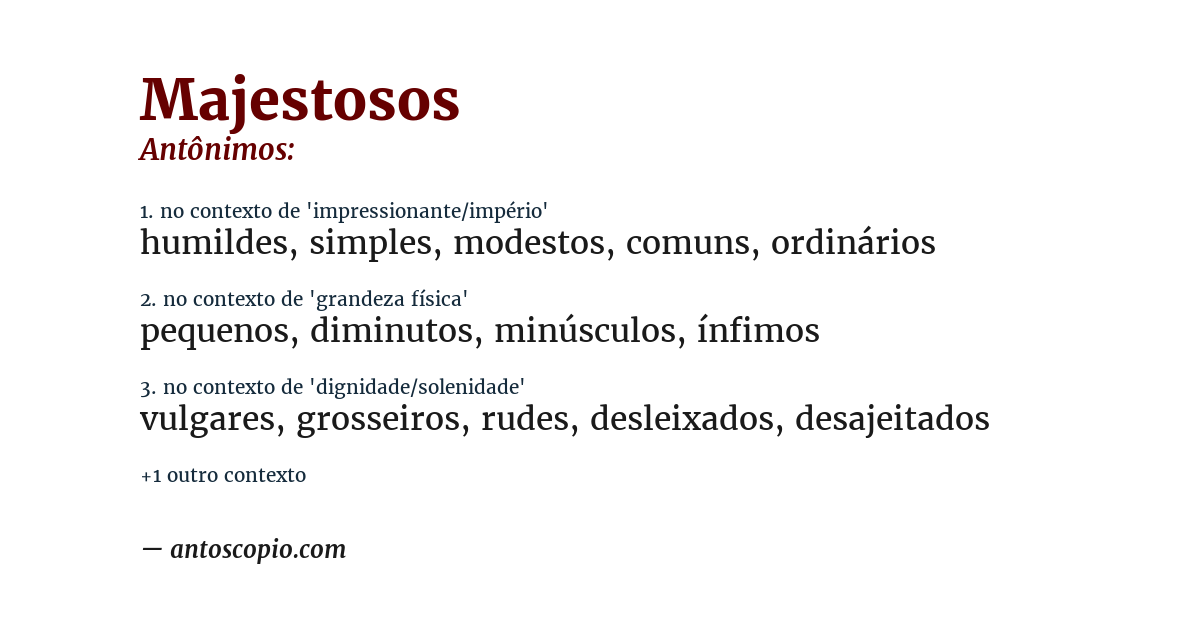 Antônimo de majestosos