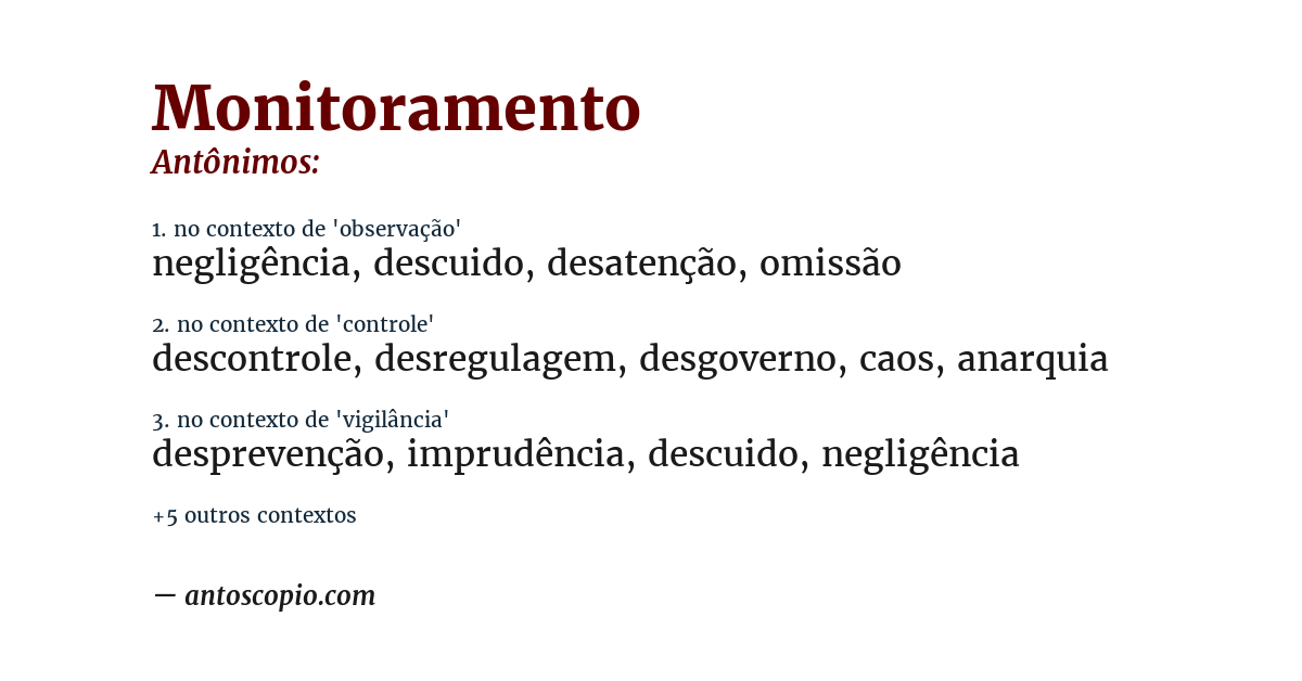 Antônimo de monitoramento