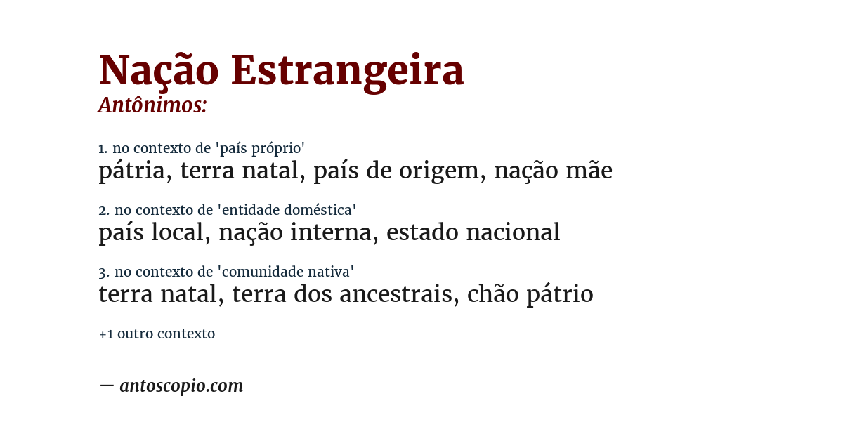 Antônimo de nação estrangeira