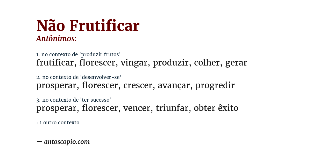 Antônimo de não frutificar