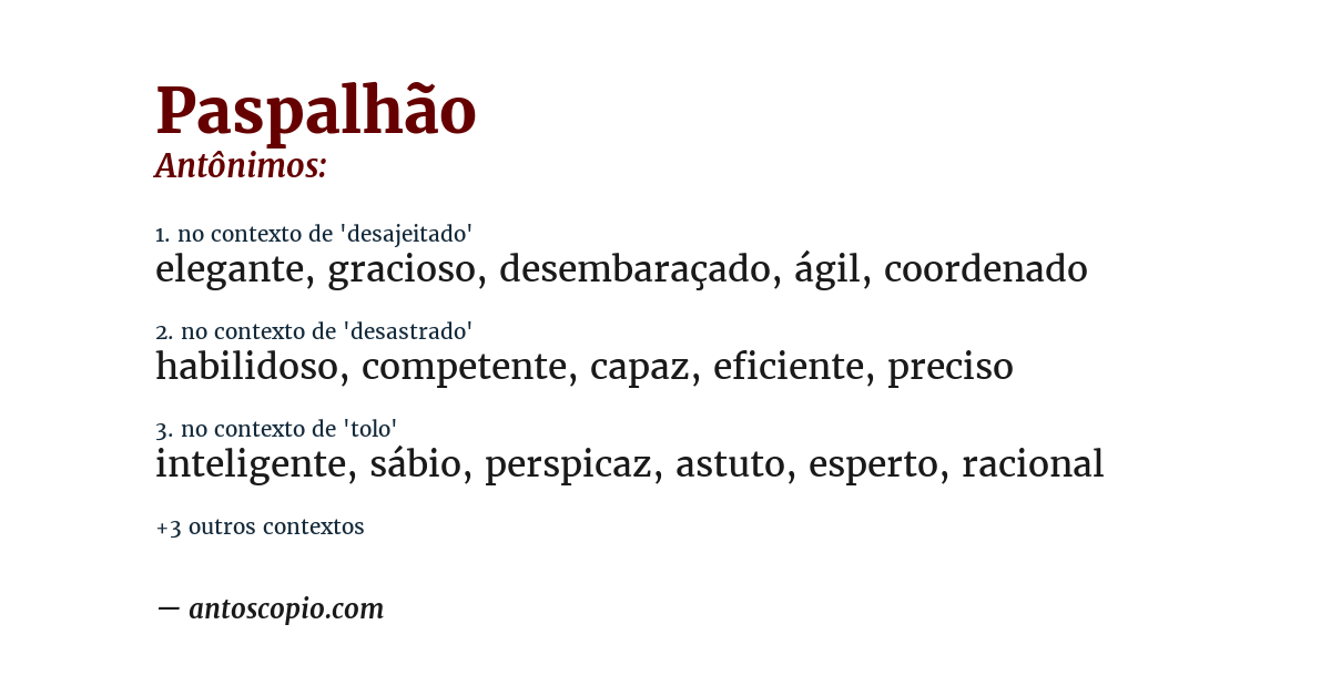 Antônimo de paspalhão