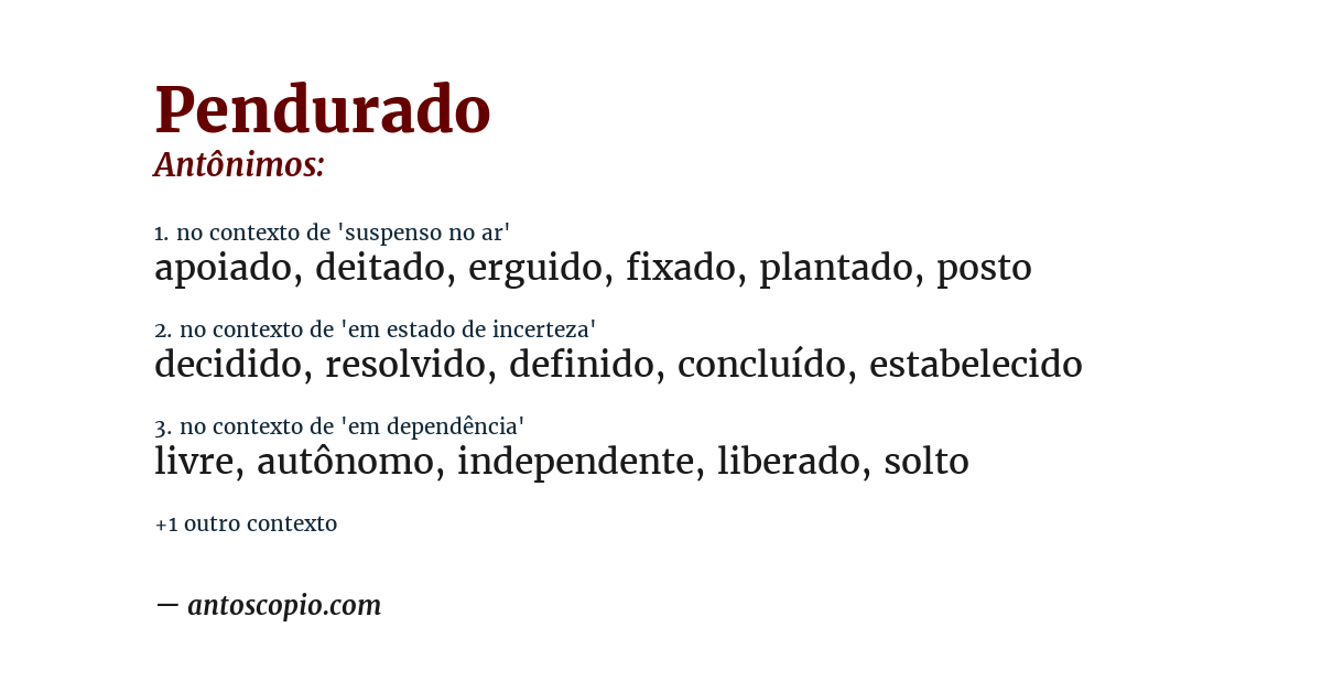 Antônimo de pendurado