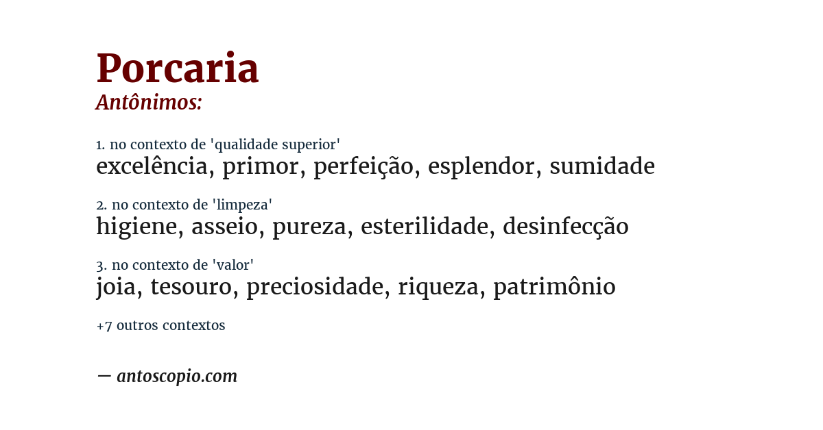 Antônimo de porcaria