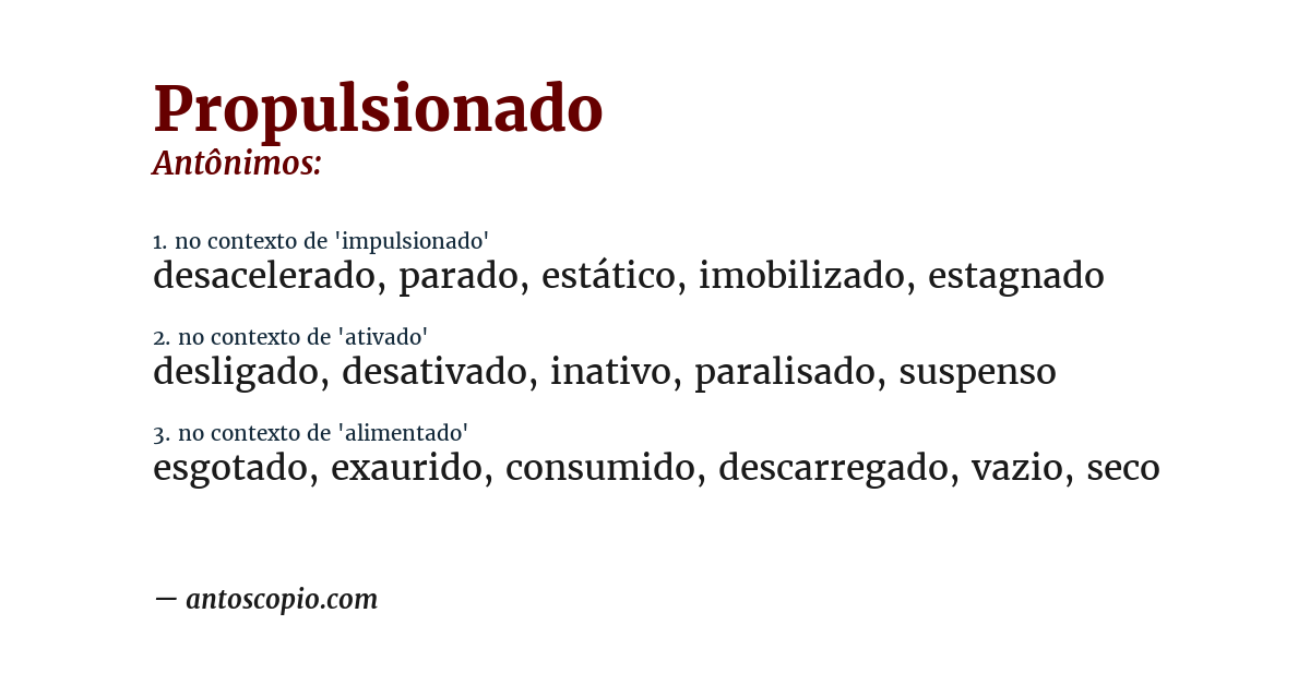 Antônimo de propulsionado