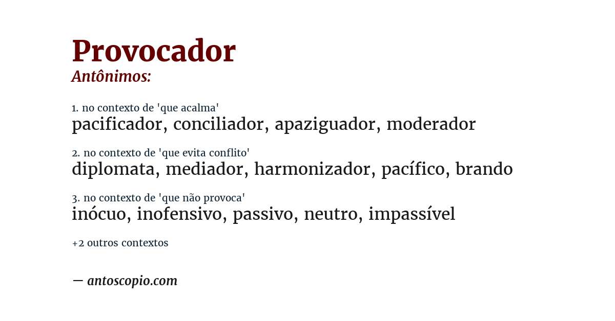Antônimo de provocador