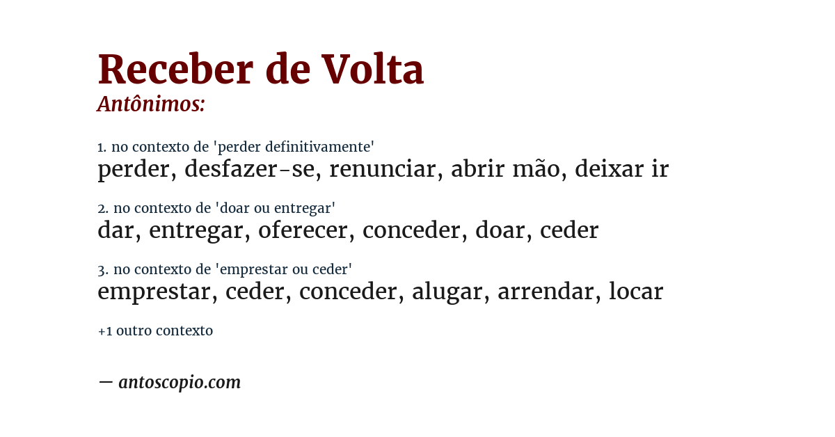 Antônimo de receber de volta