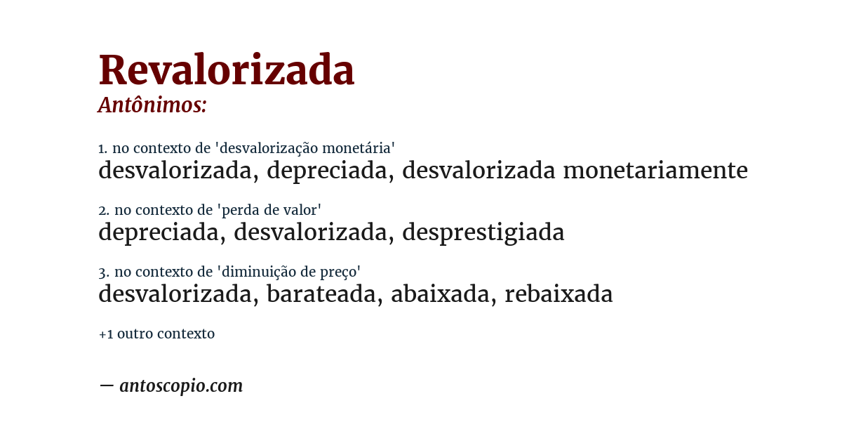 Antônimo de revalorizada