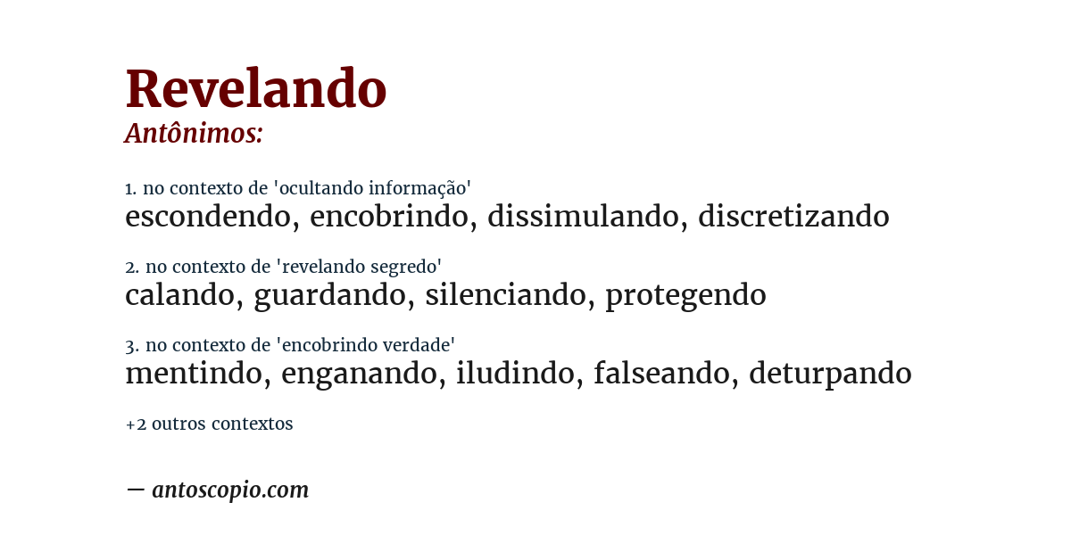 Antônimo de revelando