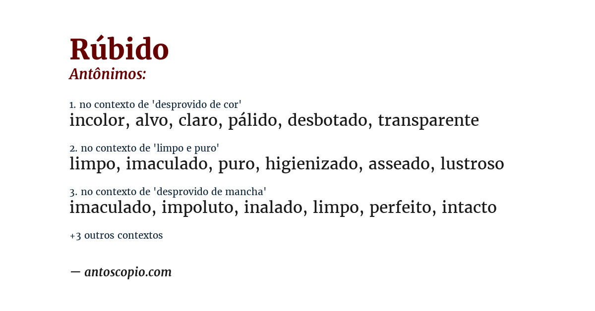 Antônimo de rúbido