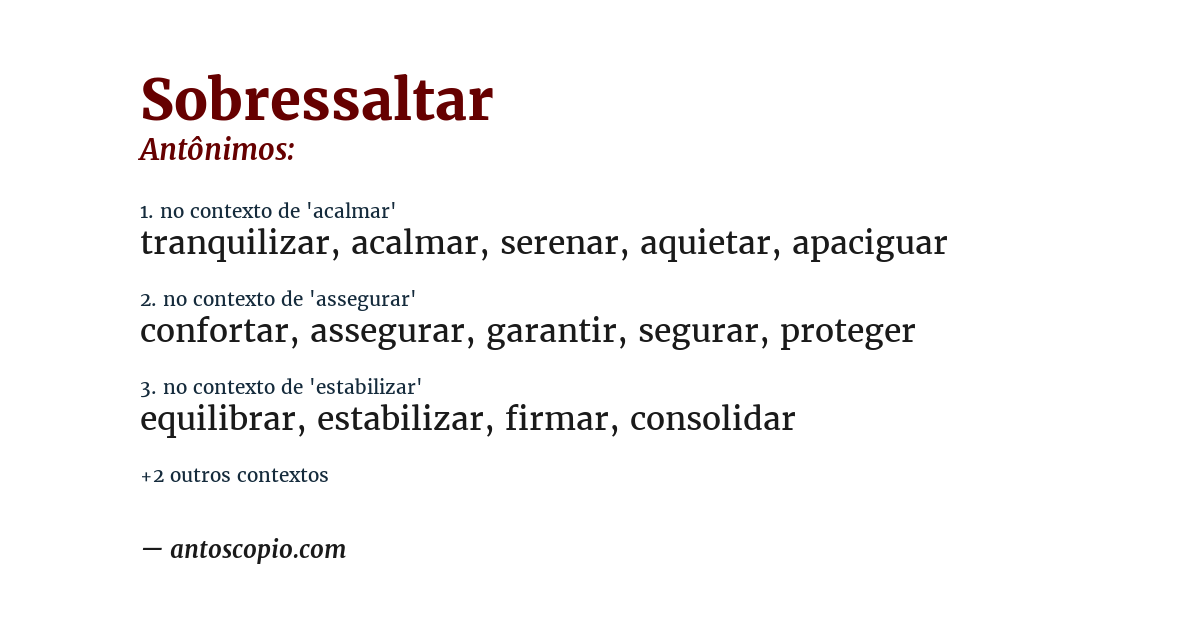 Antônimo de sobressaltar