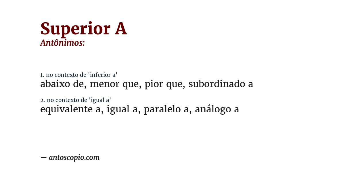 Antônimo de superior a