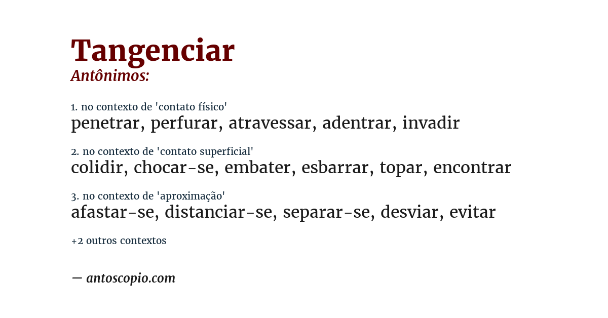 Antônimo de tangenciar