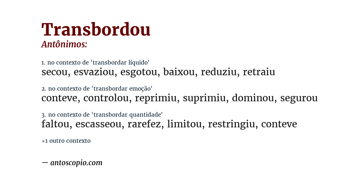 Antônimo de transbordou