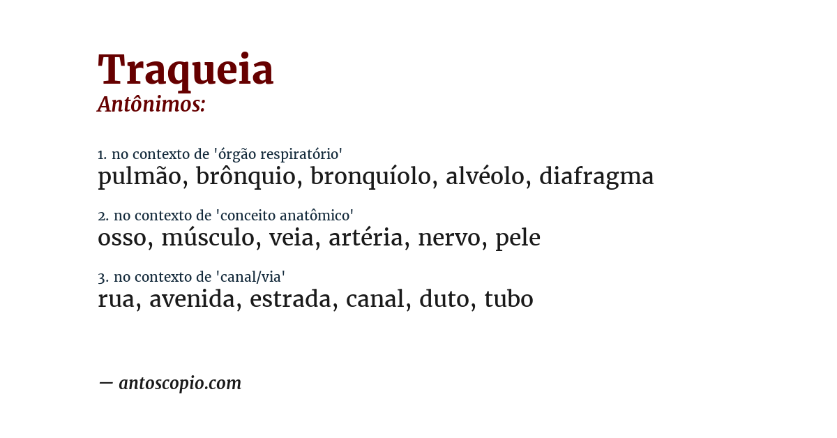 Antônimo de traqueia