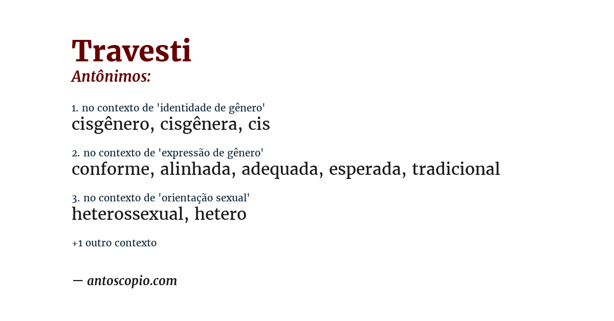 Antônimo de travesti