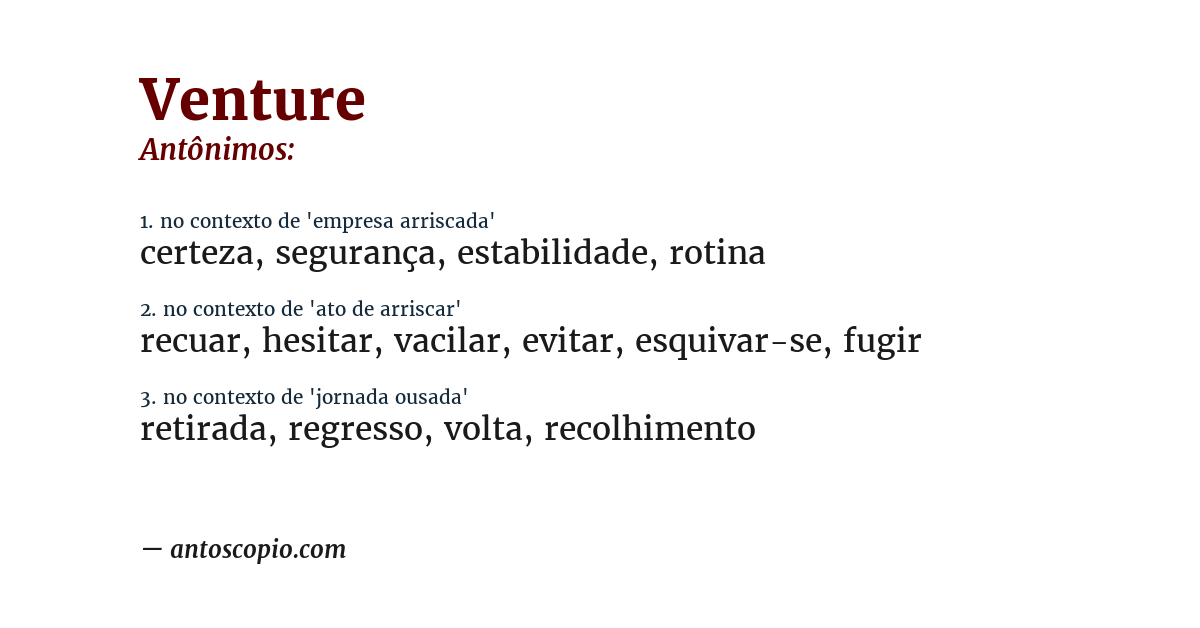Antônimo de venture