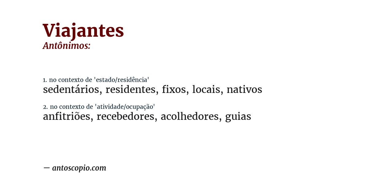Antônimo de viajantes