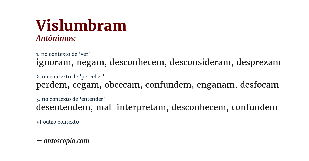 Antônimo de vislumbram