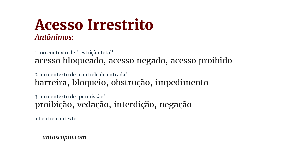 Antônimo de acesso irrestrito