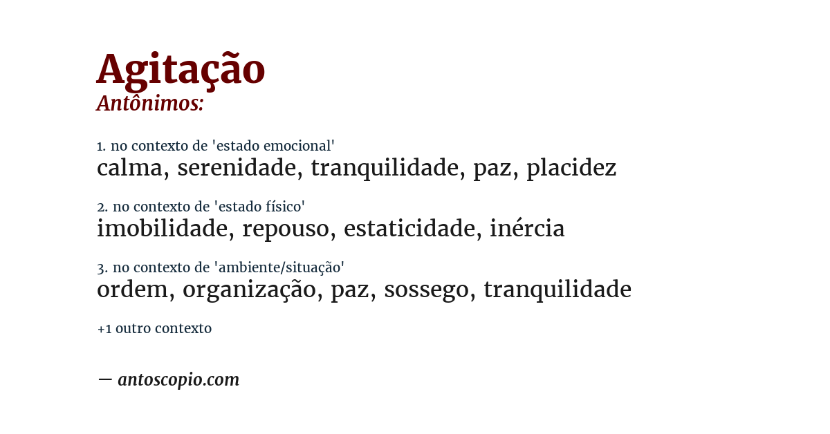 Antônimo de agitação