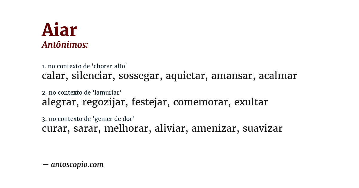 Antônimo de aiar