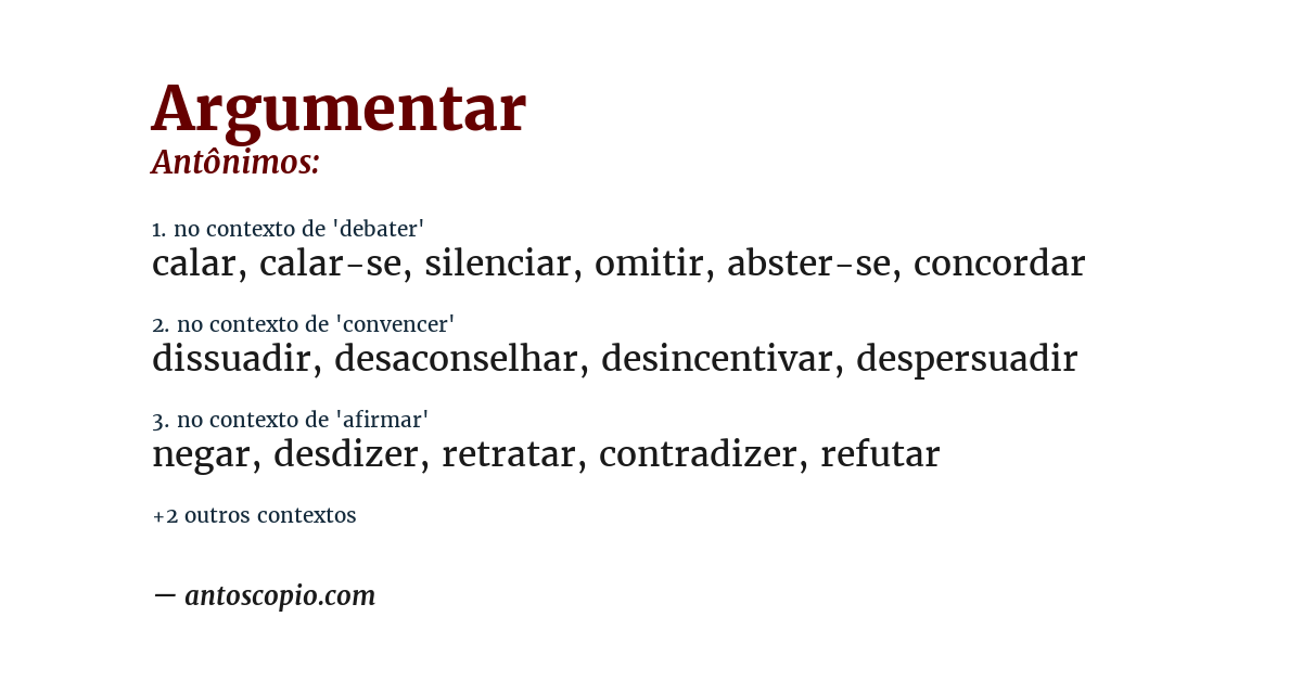 Antônimo de argumentar