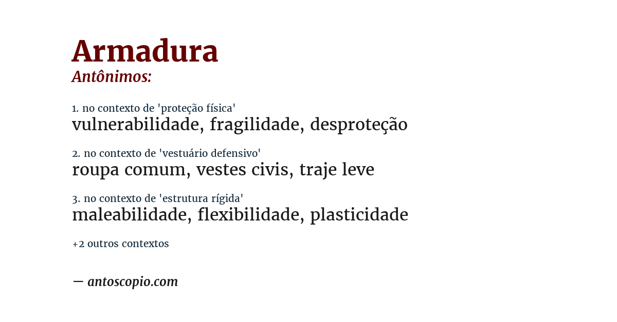 Antônimo de armadura