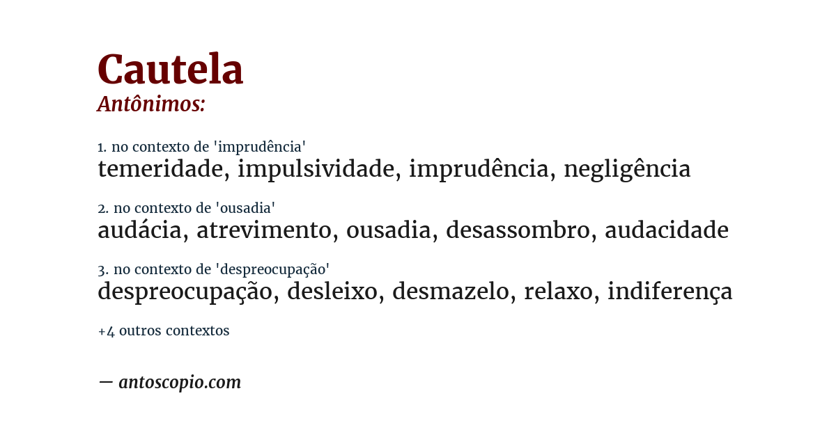 Antônimo de cautela