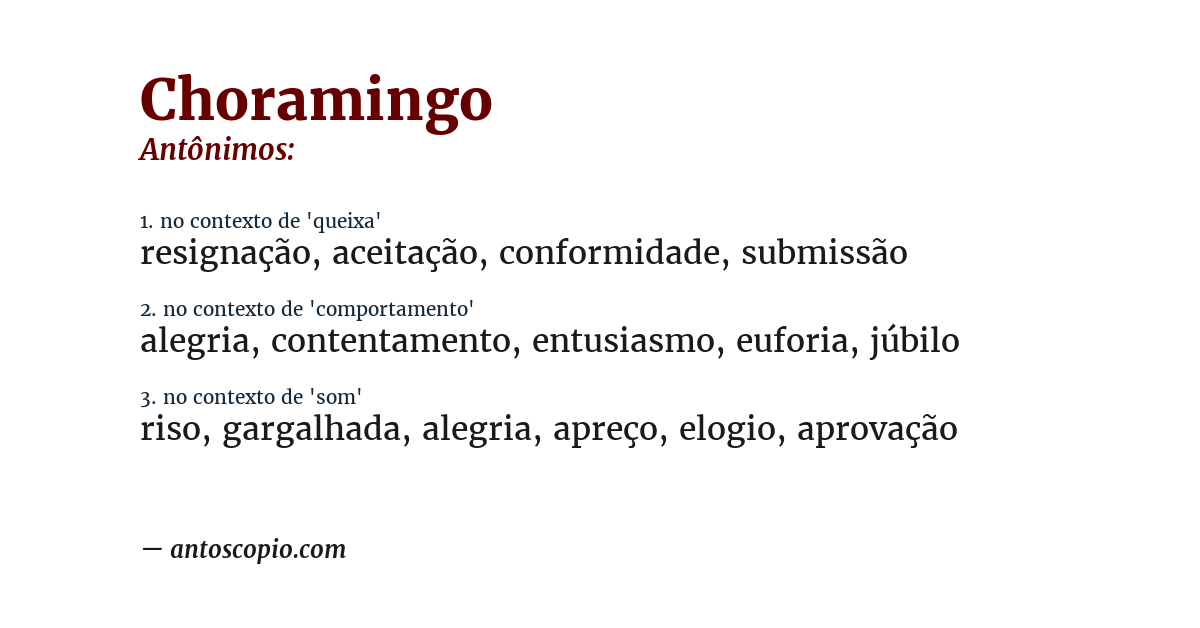 Antônimo de choramingo