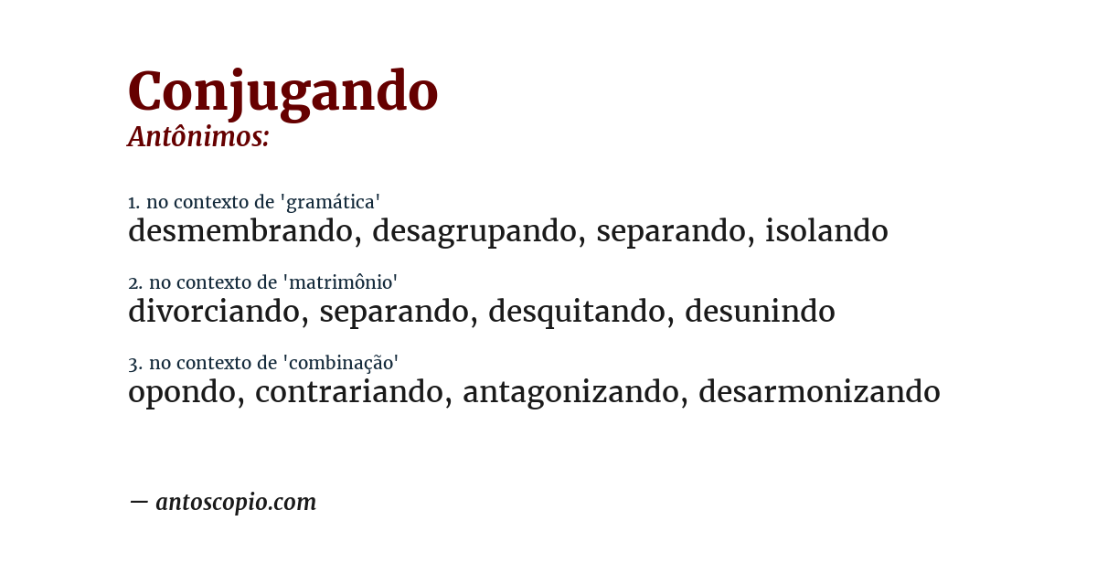 Antônimo de conjugando