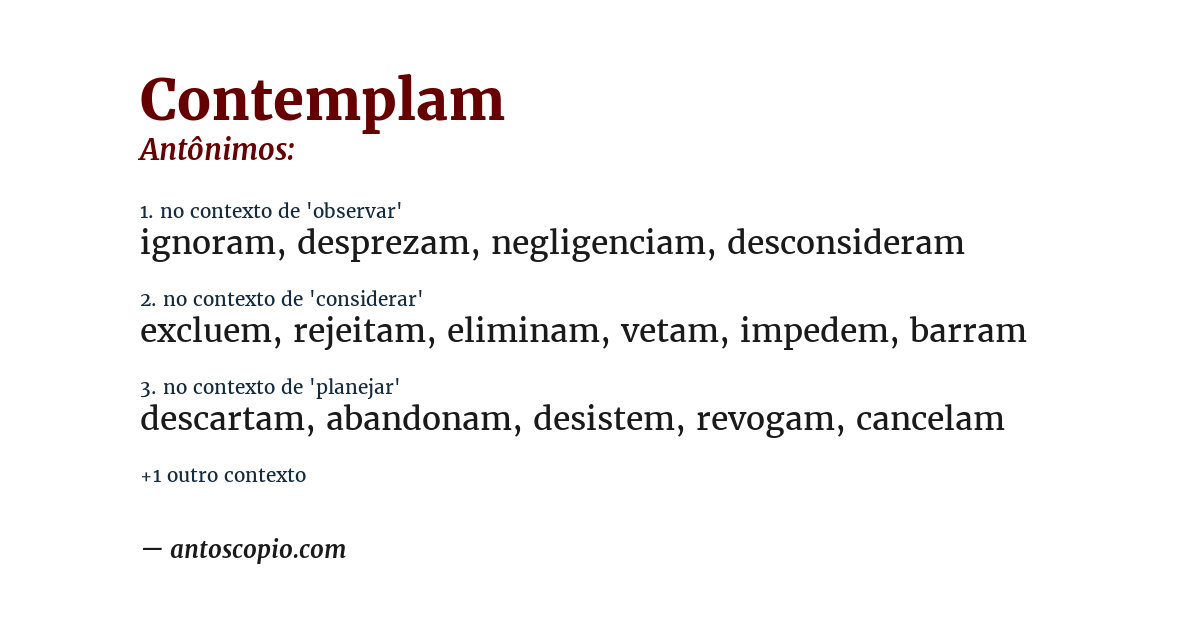 Antônimo de contemplam