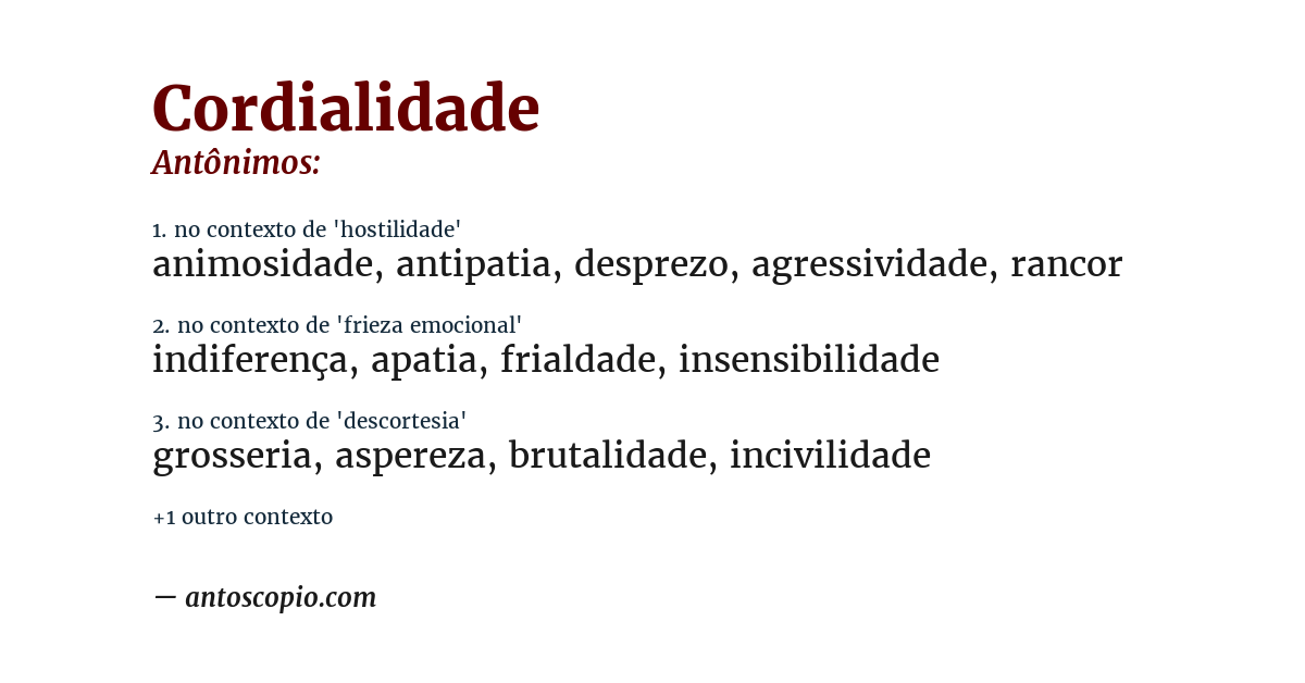 Antônimo de cordialidade