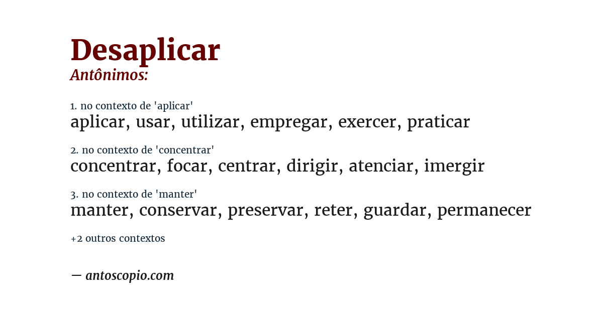 Antônimo de desaplicar