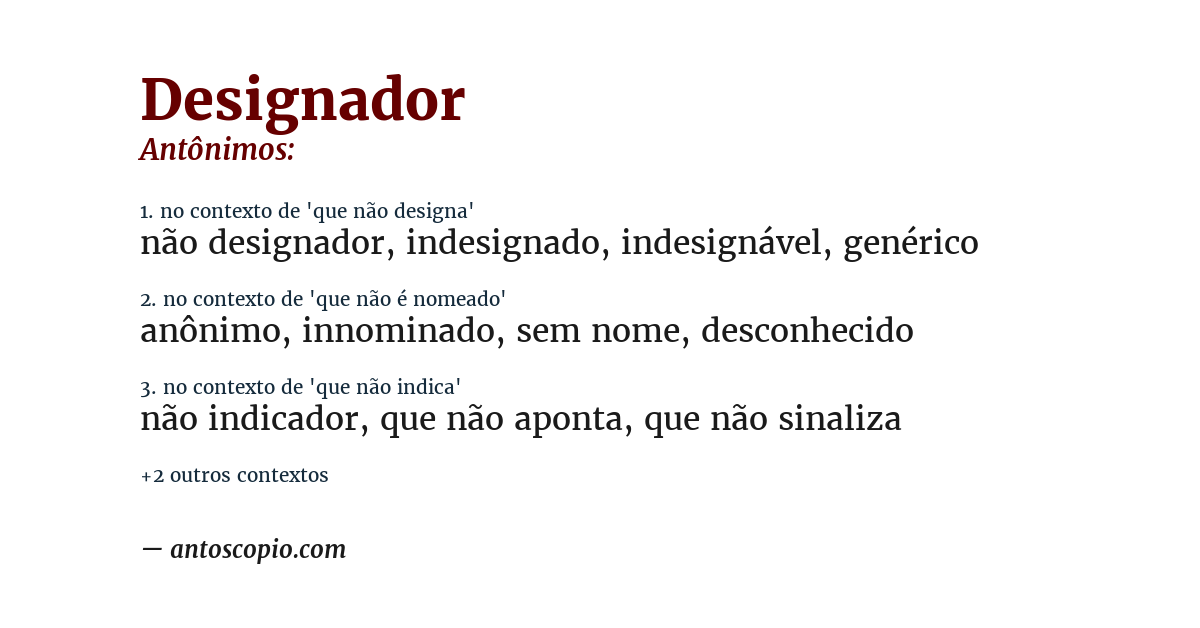 Antônimo de designador
