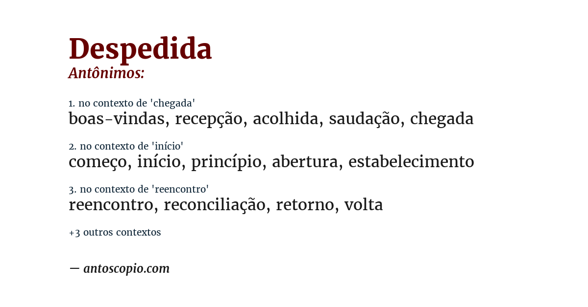 Antônimo de despedida