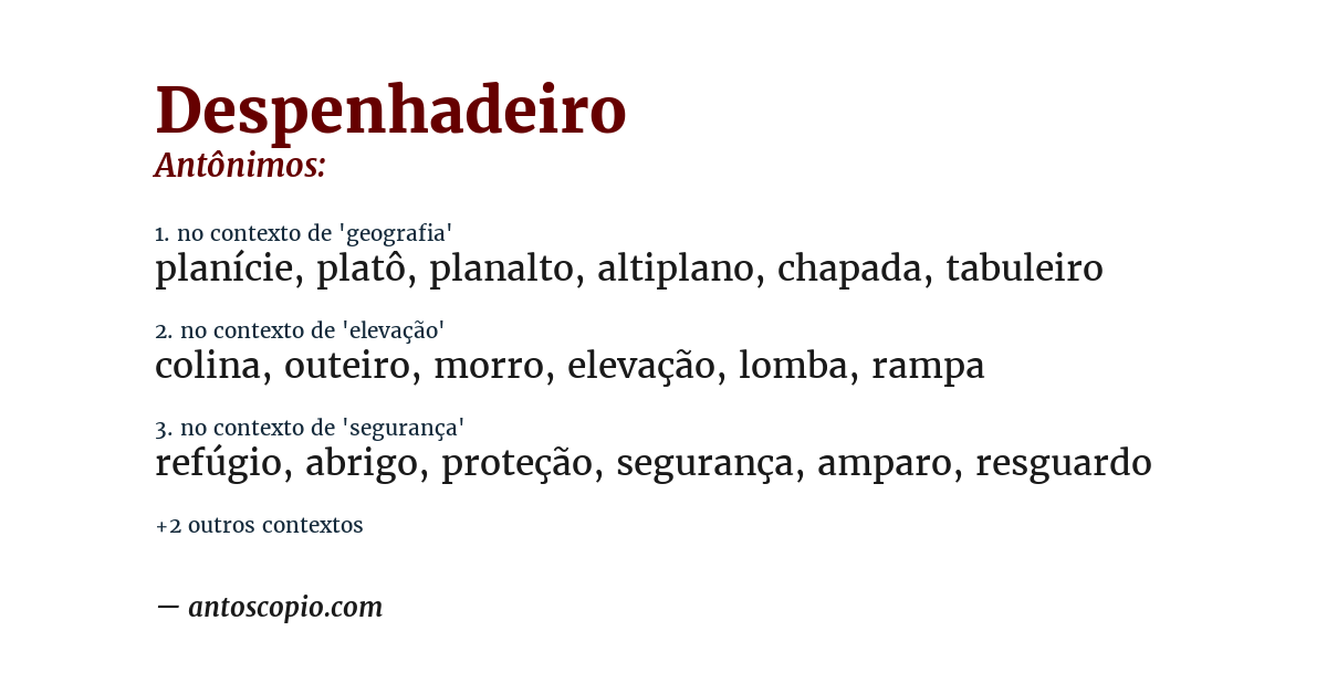 Antônimo de despenhadeiro