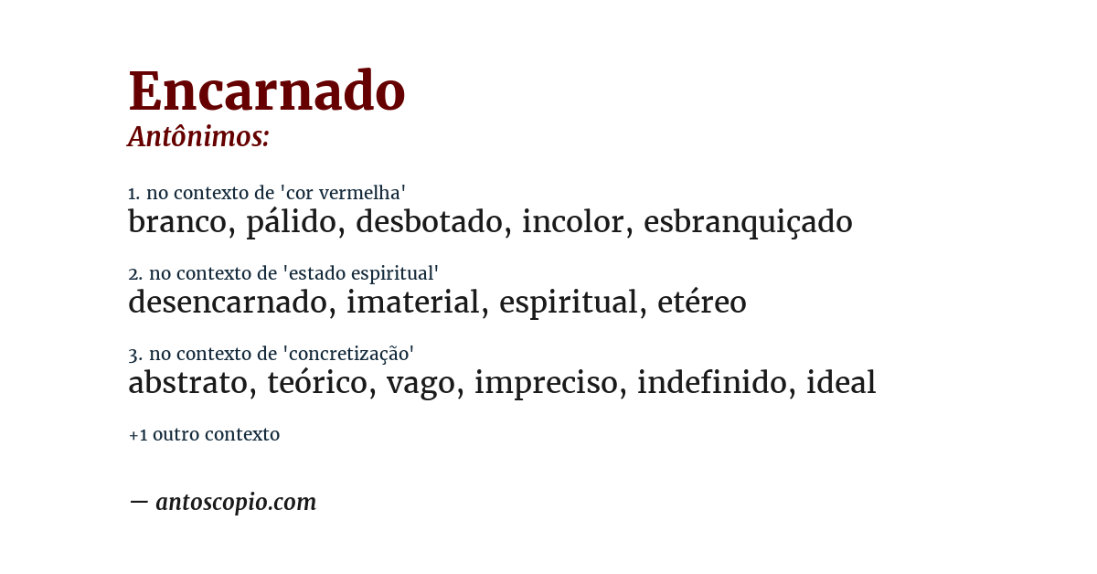 Antônimo de encarnado